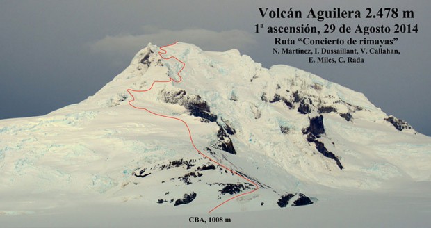 Volcan Aguilera z linią drogi “Concierto de Rimayas” (fot. arch. Uncharted Expedition)